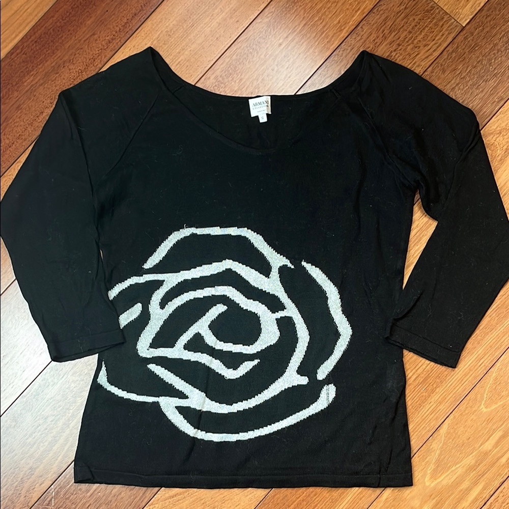 🥀Vintage Giorgio Armani Collezioni Knit Black Rose Sweater🥀